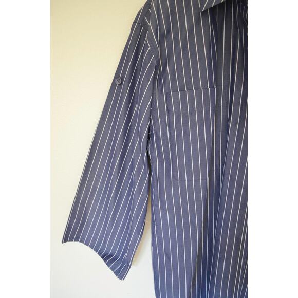 Lafayette 148 Oversized Striped Poplin Button Down Shirt - Picture 5 of 9